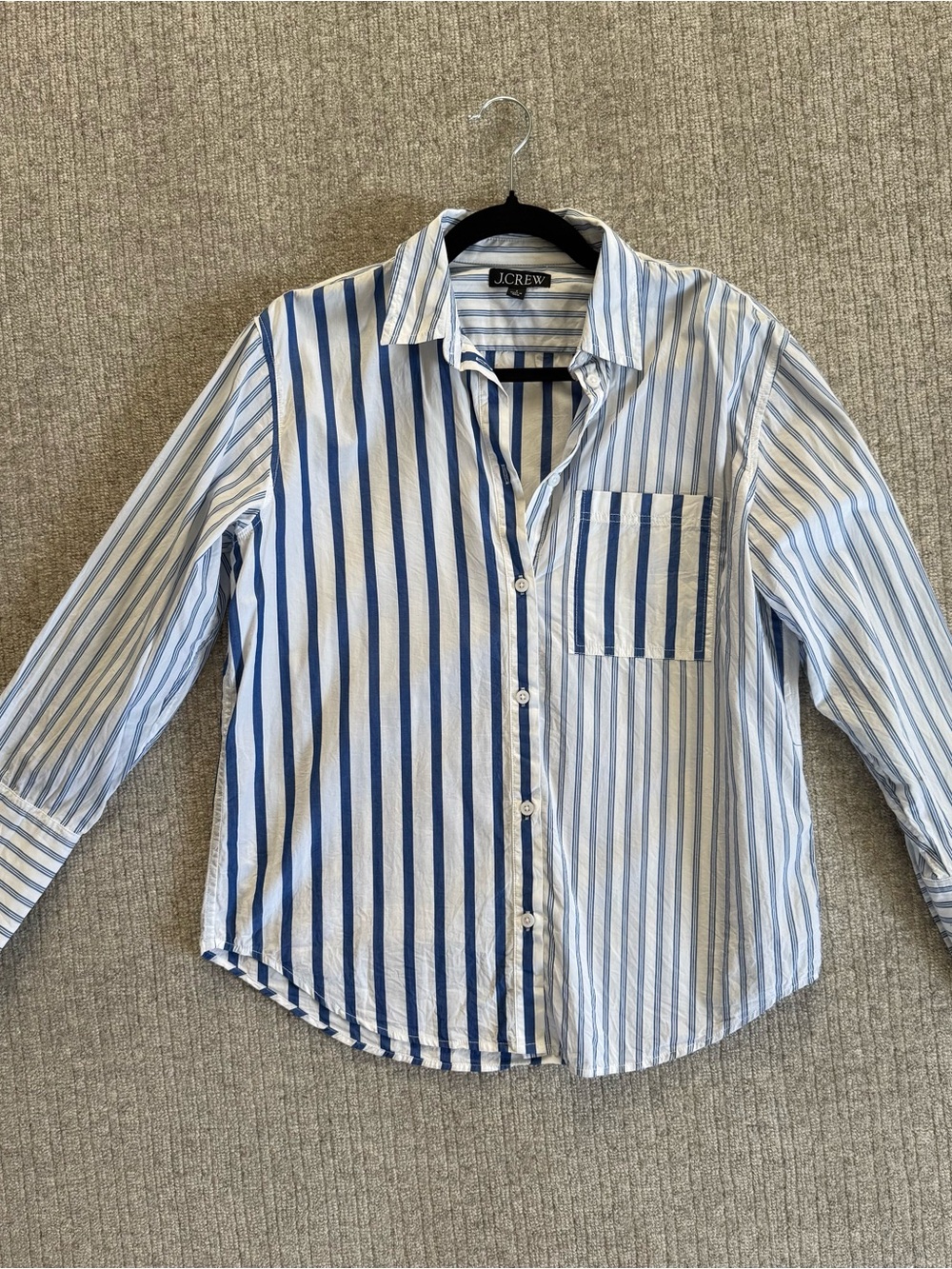 J. Crew Blue and White Vertical Stripe Button-Down Shirt